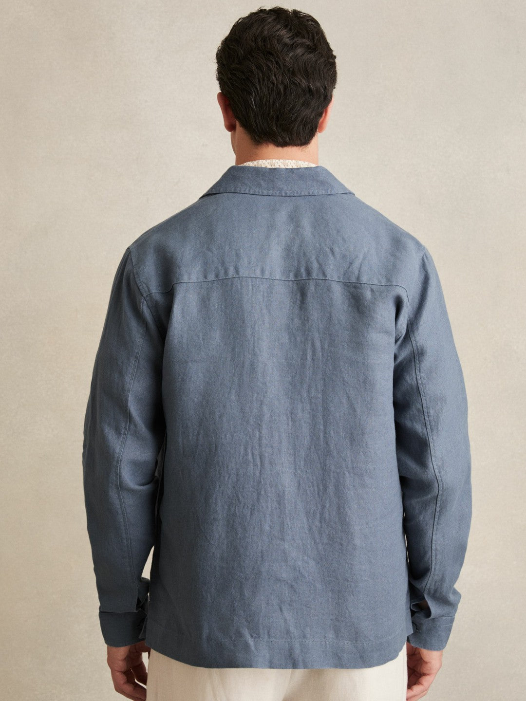 Linen Twin-Pocket Overshirt Airforce Blue | Men