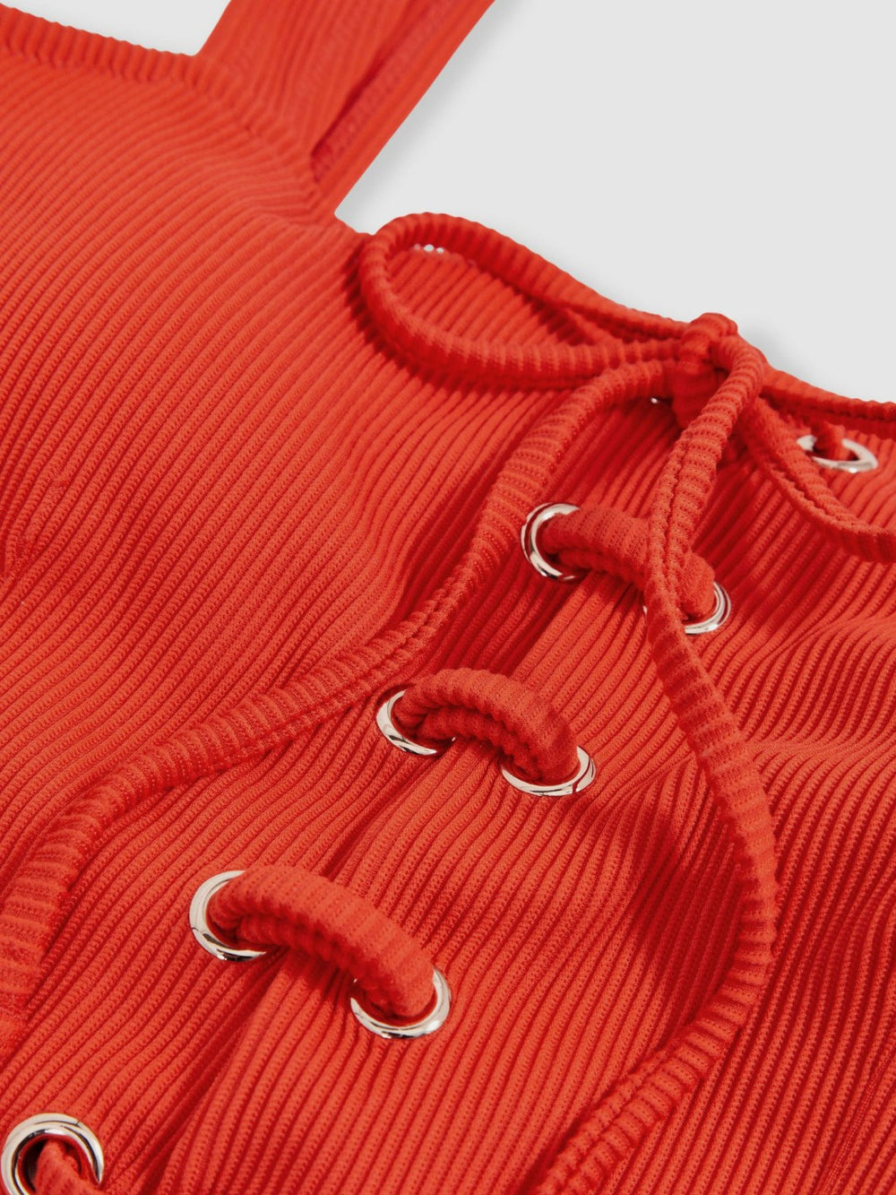 Ribbed Lace-Up Swimsuit Orange | Women