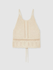Cotton Crochet Tie-Back Cropped Top Cream | Women