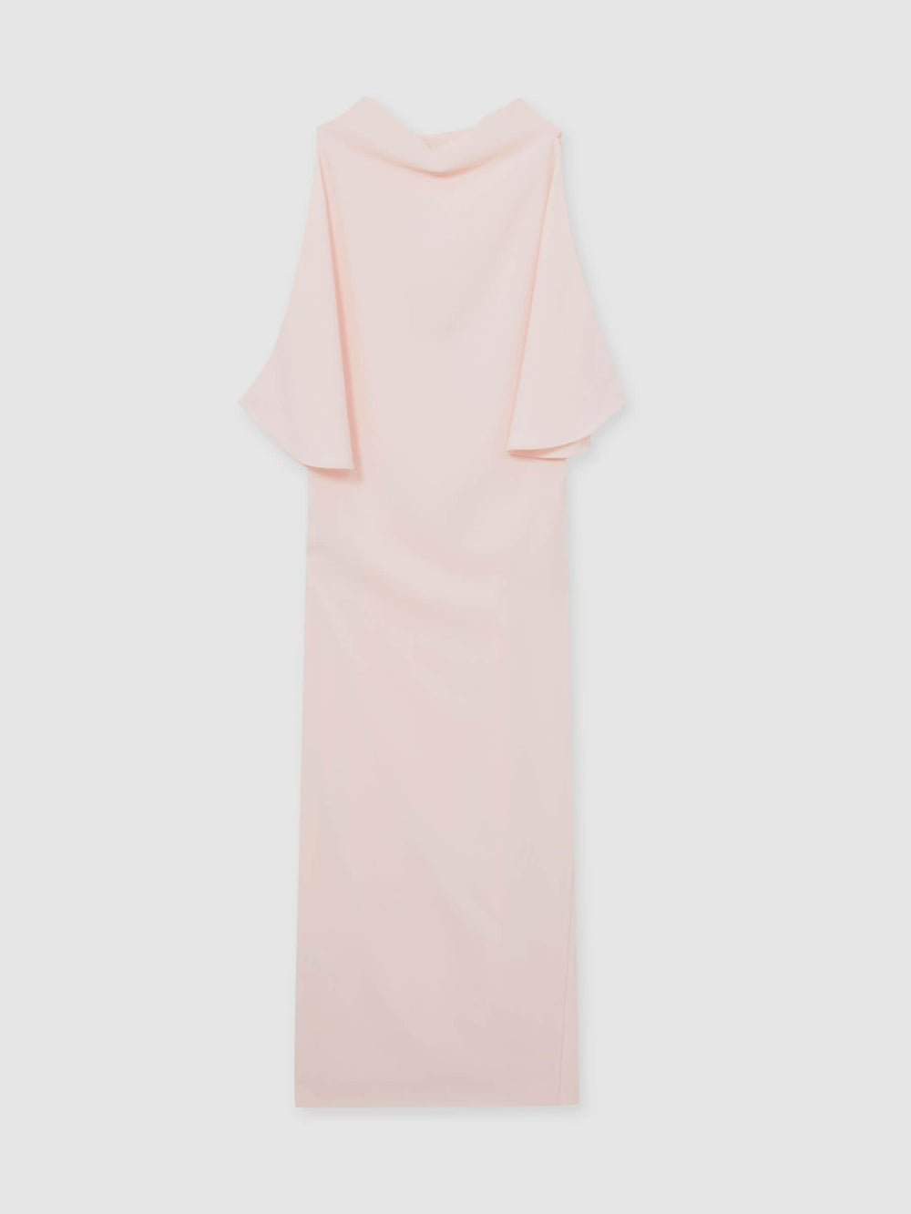 Draped-Front High-Neck Midi Dress Pale Pink | Women