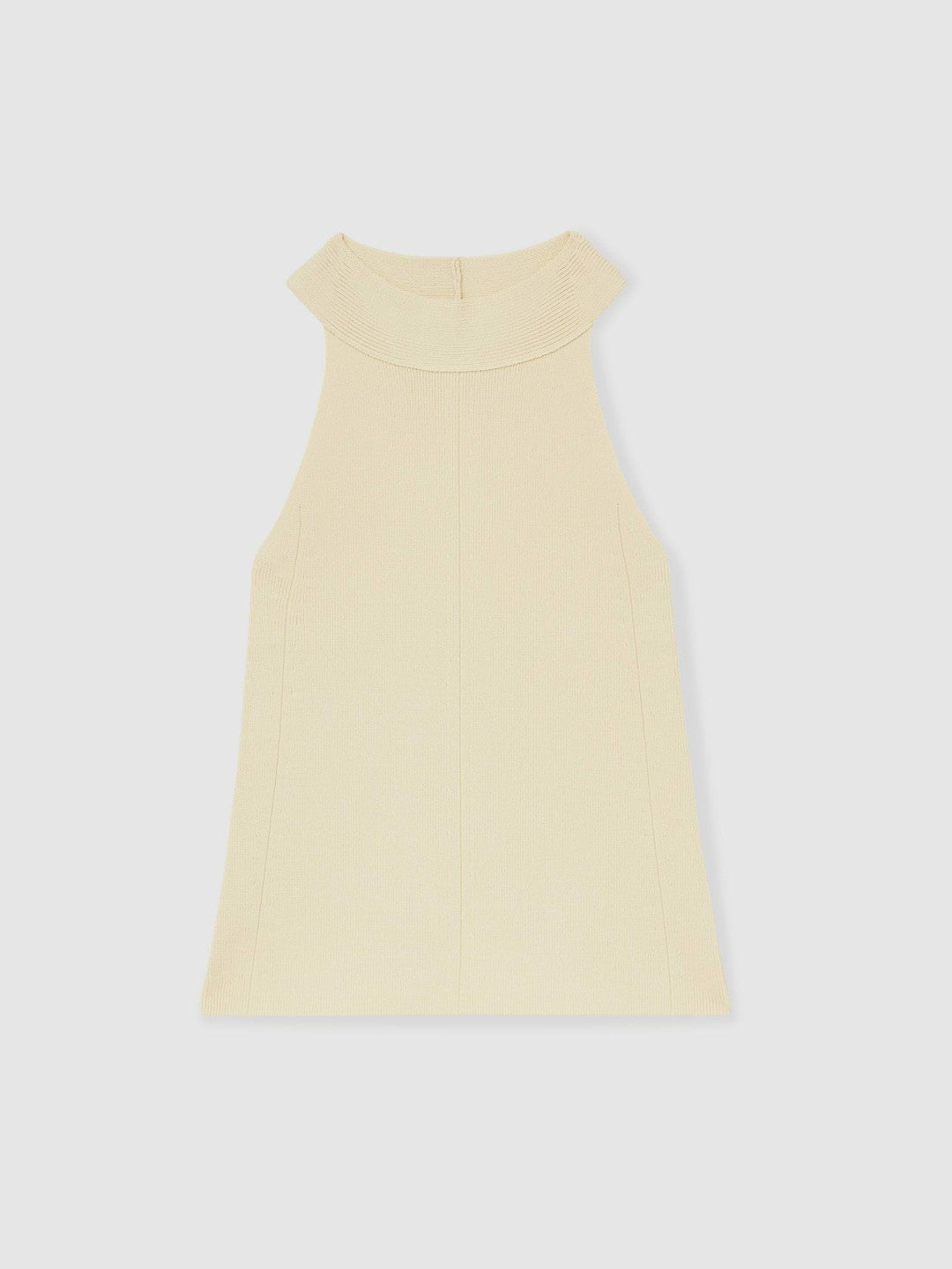 Rib Knit High Neck Vest Ivory | Women