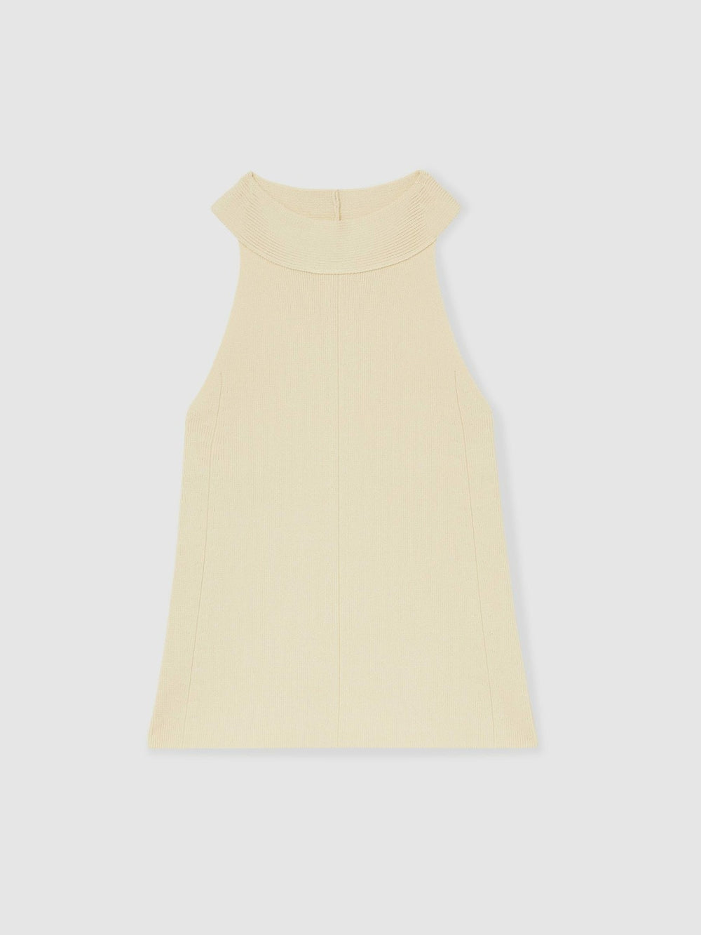 Rib Knit High Neck Vest Ivory | Women