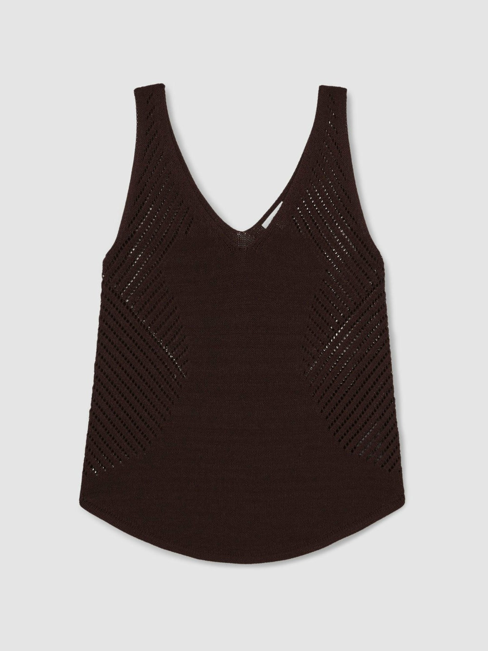 Cotton Blend Open Knit Vest Chocolate Brown | Women