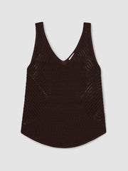 Cotton Blend Open Knit Vest Chocolate Brown | Women