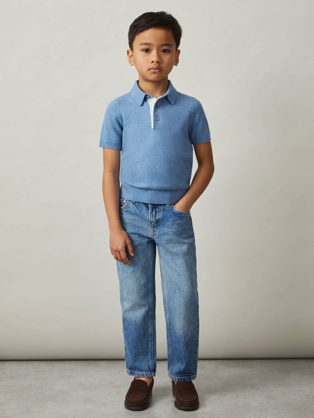 3-9 yrs Contrast Placket Polo Shirt With Cotton Blue | Children & Baby