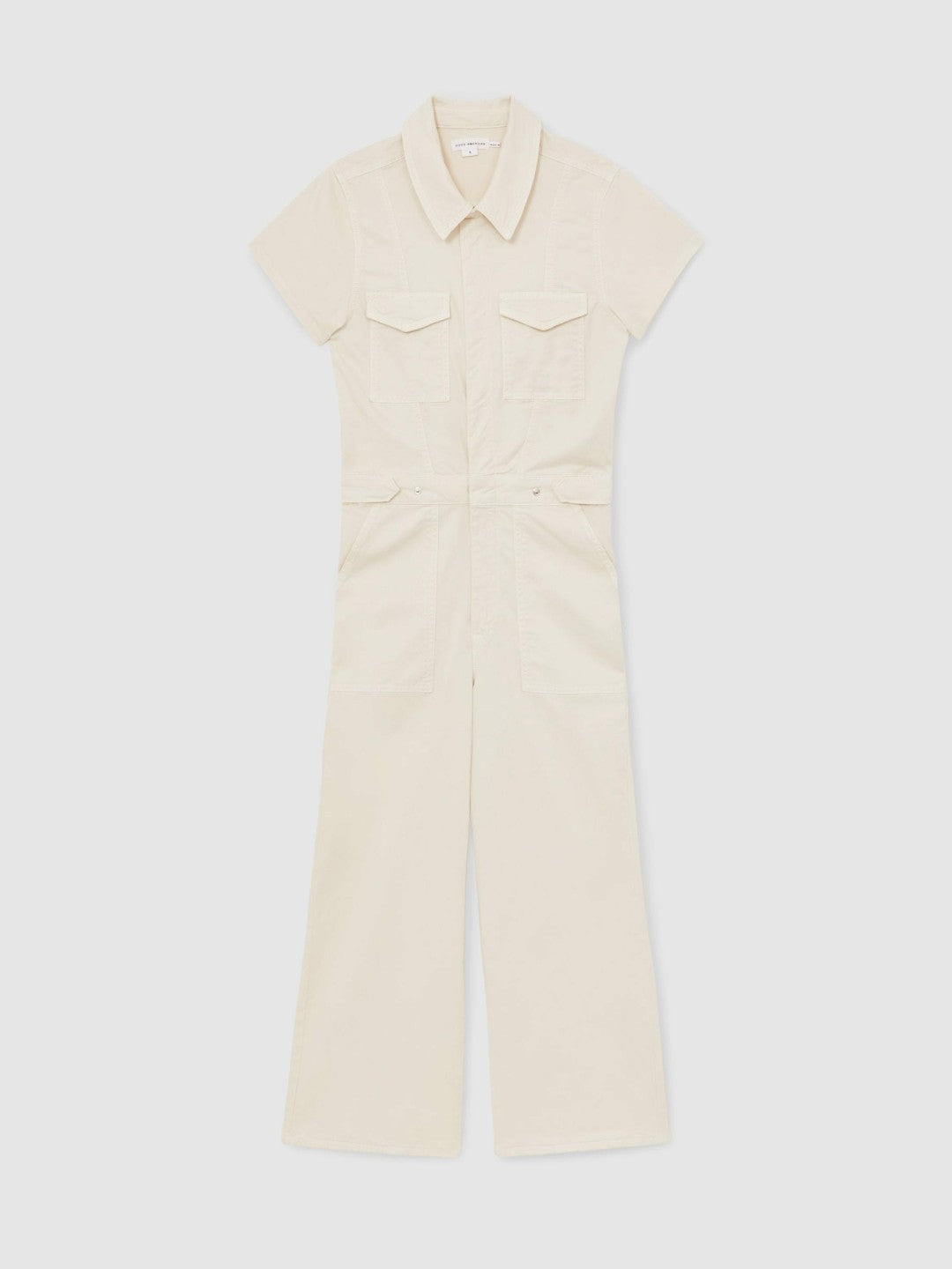 Good American Cotton Twill Jumpsuit with Stretch Ecru | Women