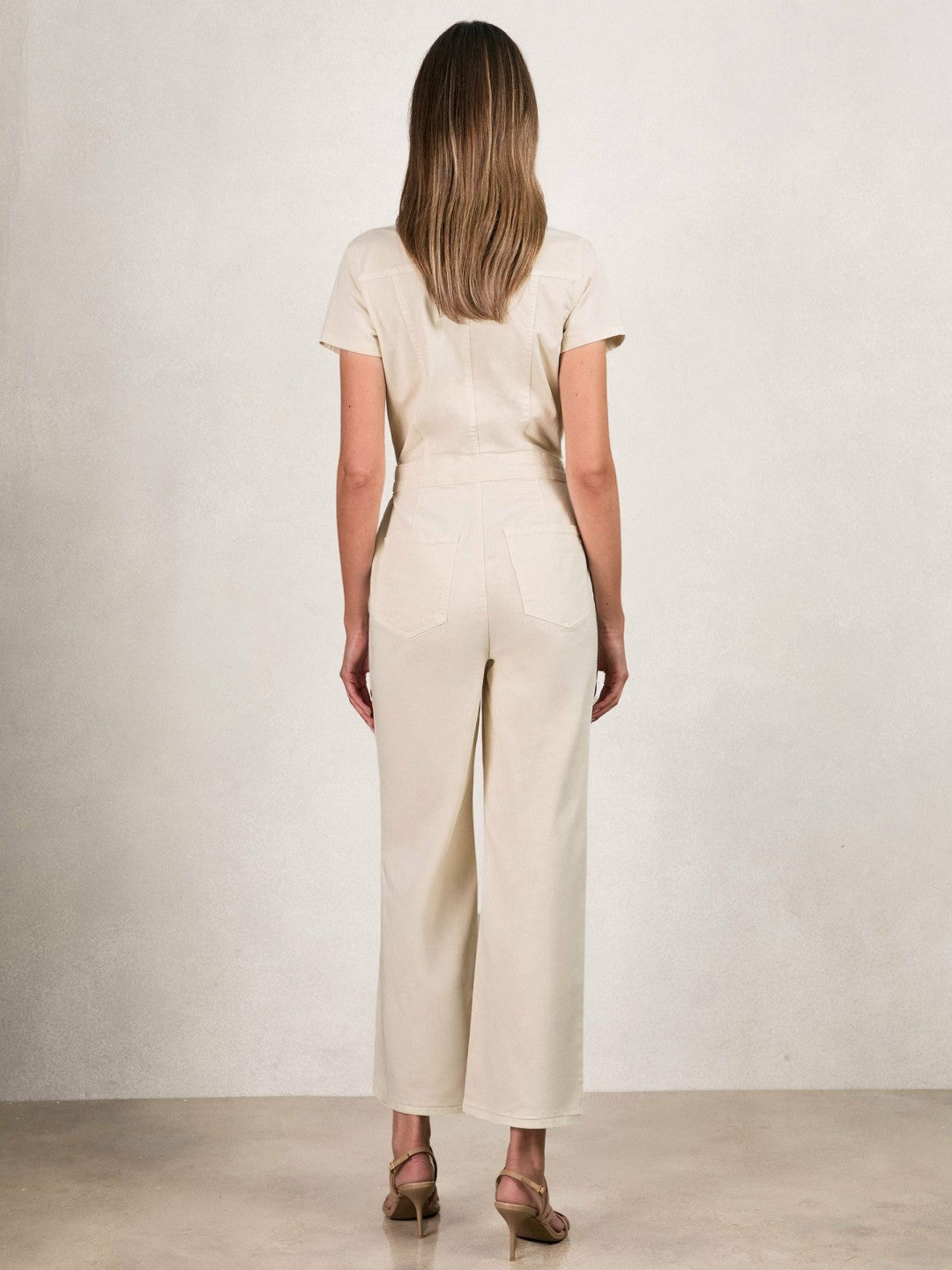 Good American Cotton Twill Jumpsuit with Stretch Ecru | Women