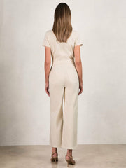 Good American Cotton Twill Jumpsuit with Stretch Ecru | Women