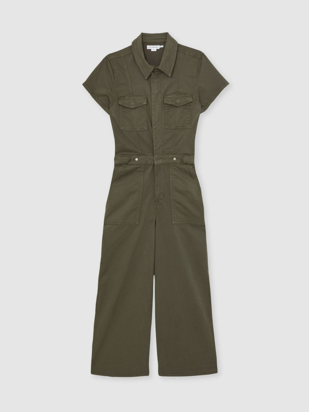 Good American Cotton Twill Jumpsuit with Stretch Khaki | Women