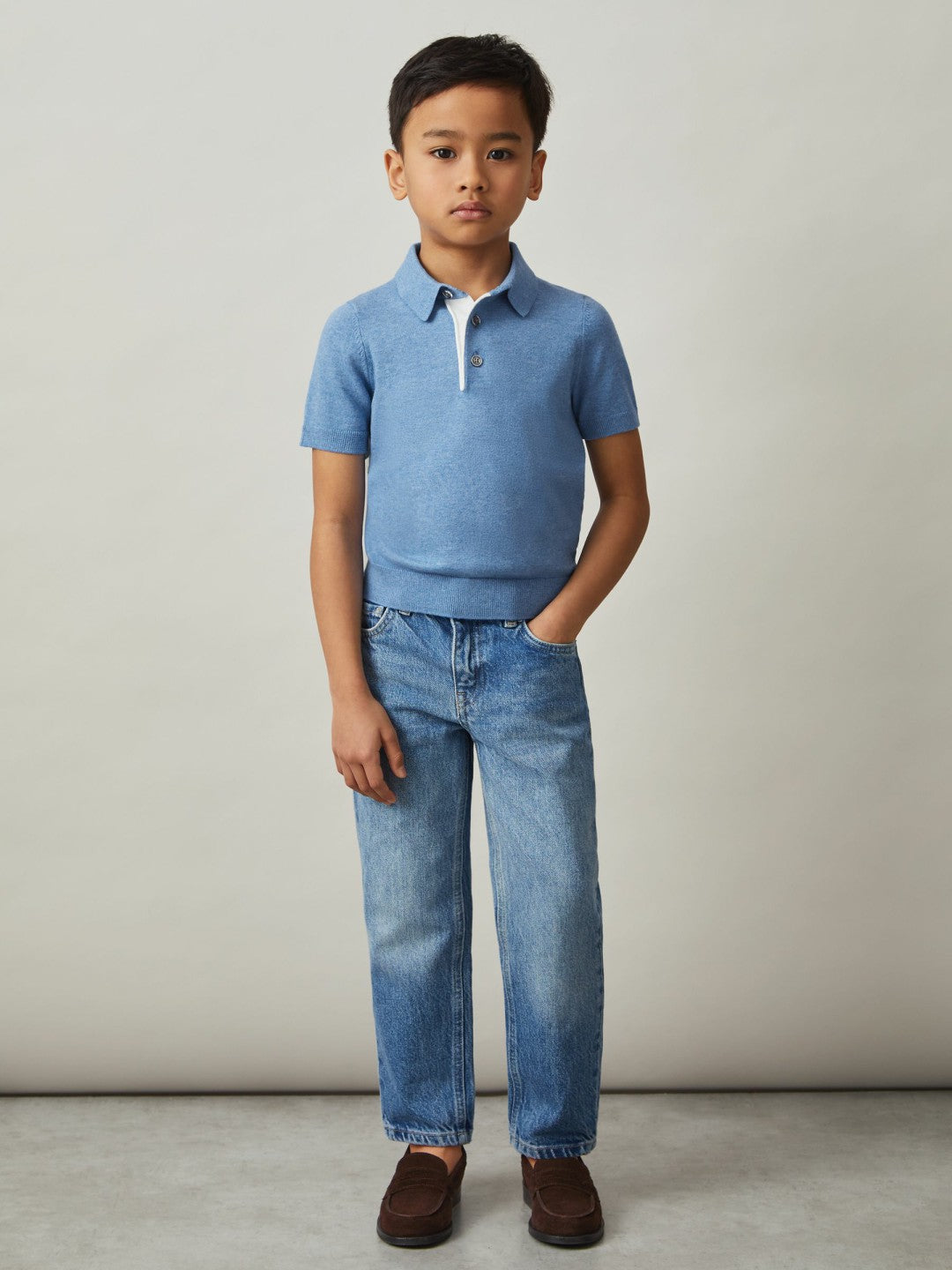 9-13 yrs Contrast Placket Polo Shirt With Cotton Blue | Children & Baby