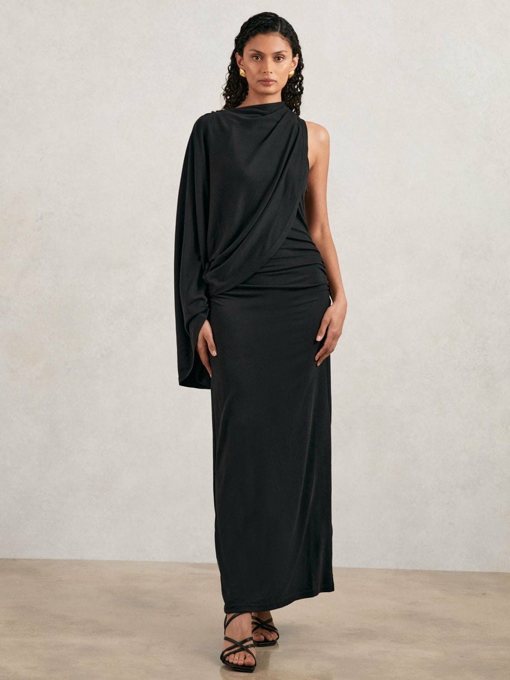 Acler Jersey Draped Midi Dress Black | Women