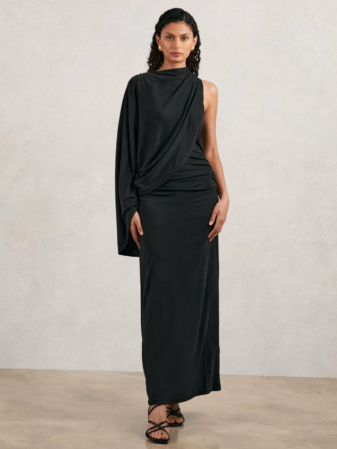 Acler Jersey Draped Midi Dress Black | Women