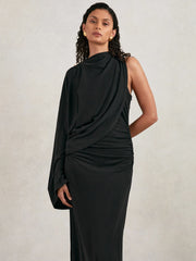 Acler Jersey Draped Midi Dress Black | Women