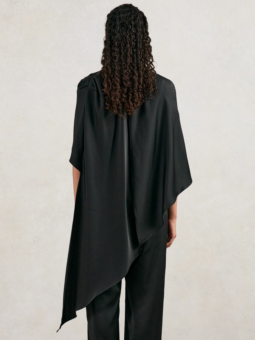 Halston Crepe Wide Leg Cape Jumpsuit Black | Women