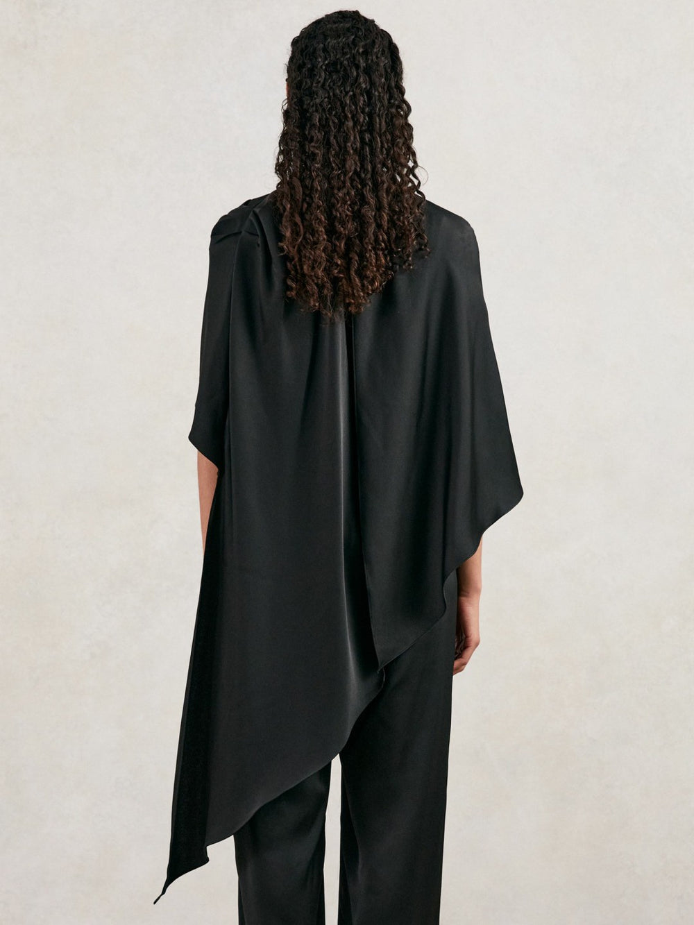 Halston Crepe Wide Leg Cape Jumpsuit Black | Women