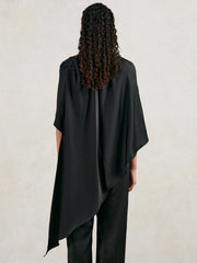 Halston Crepe Wide Leg Cape Jumpsuit Black | Women