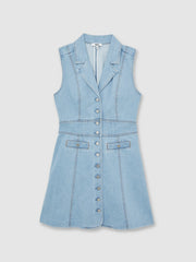 Paige Denim Button-Through Mini Dress Jocelyn Blue | Women