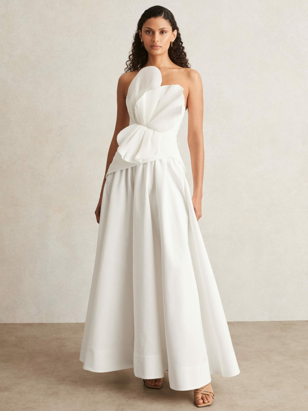 Acler Ivory Plissé Fan Strapless Maxi Dress Ivory | Women