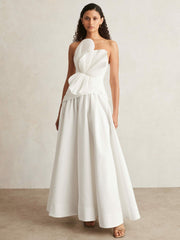 Acler Ivory Plissé Fan Strapless Maxi Dress Ivory | Women