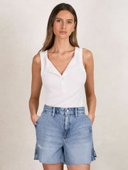 90S Long 100% Cotton Shorts Indigo Blue | Women