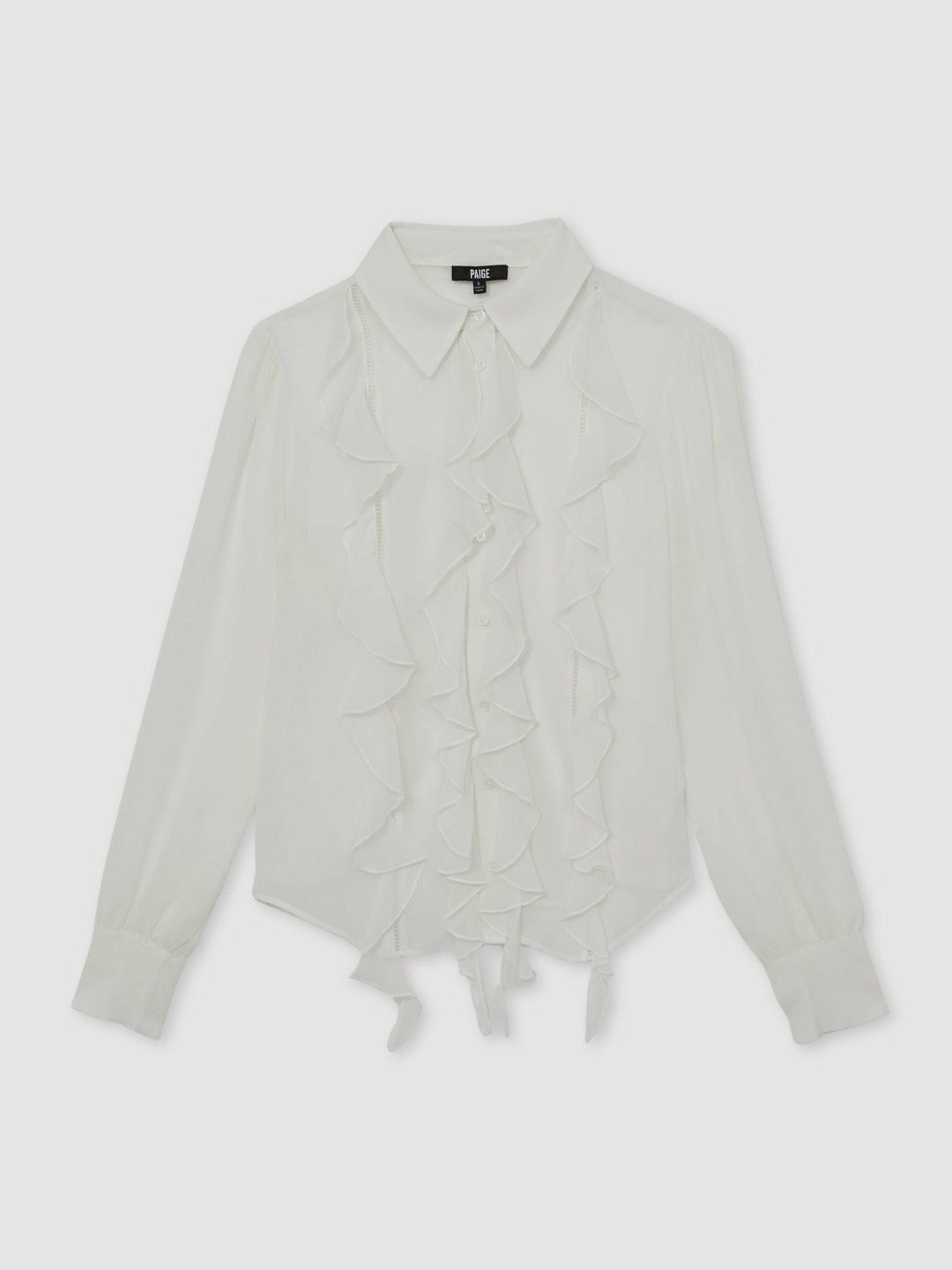 Paige Silk Georgette Ruffle Trim Shirt White | Women