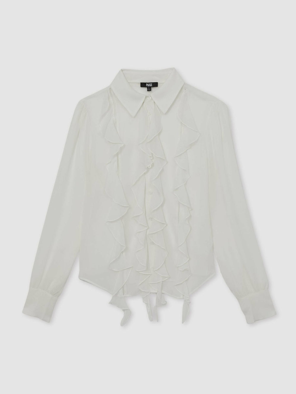 Paige Silk Georgette Ruffle Trim Shirt White | Women