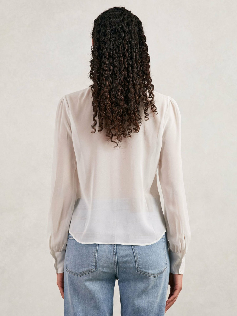 Paige Silk Georgette Ruffle Trim Shirt White | Women