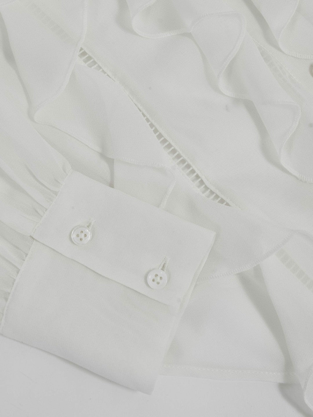 Paige Silk Georgette Ruffle Trim Shirt White | Women