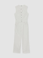 Paige Denim Straight Leg Jumpsuit Ecru | Women