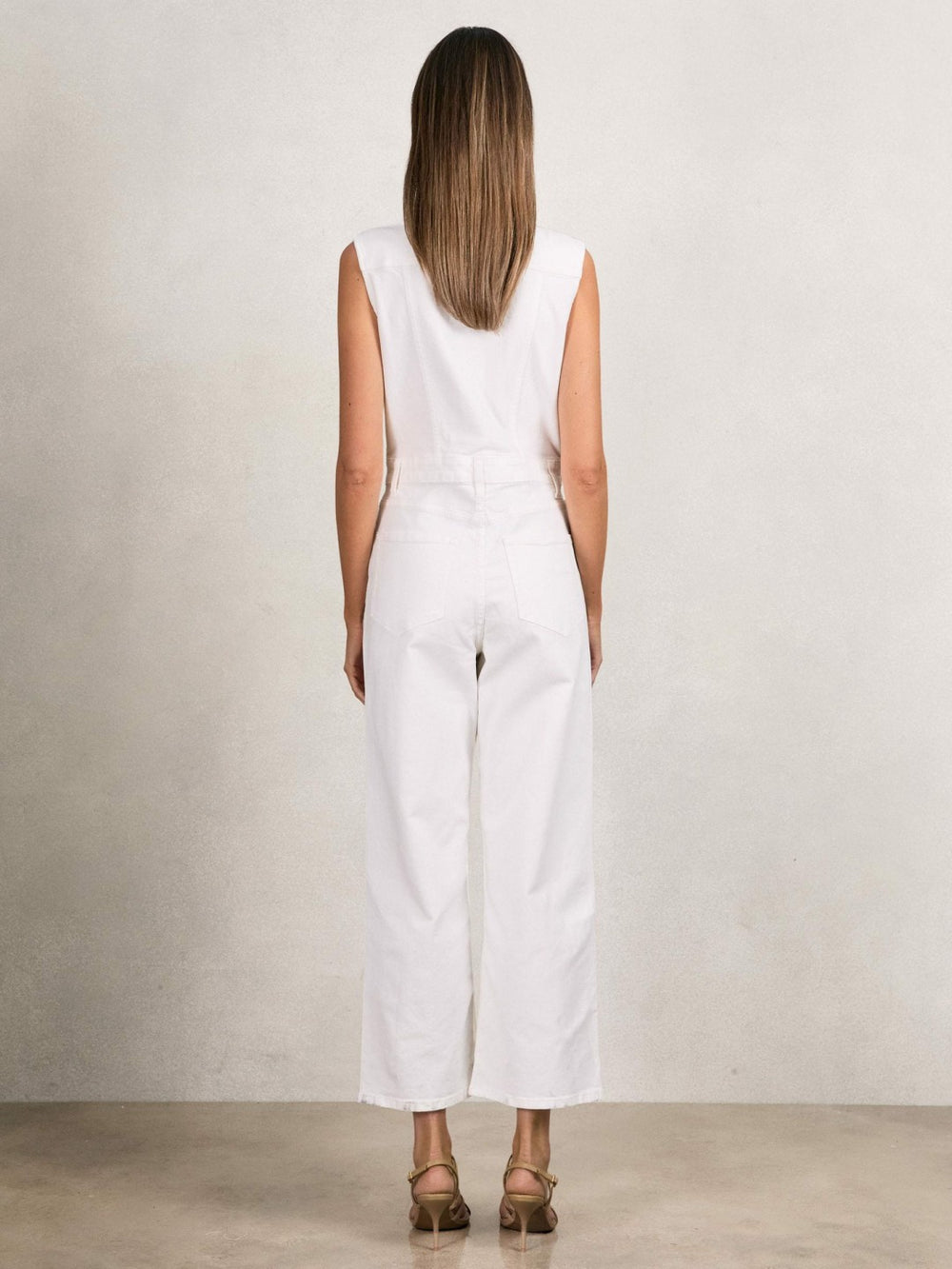Paige Denim Straight Leg Jumpsuit Ecru | Women