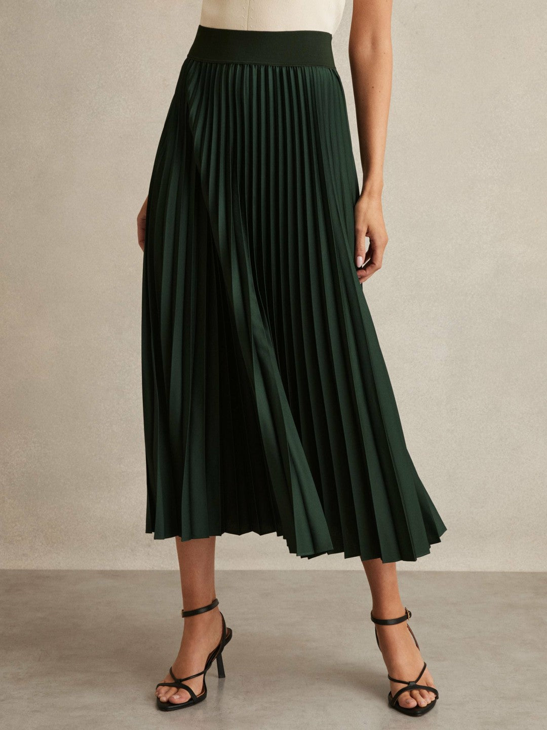 Pleated Midi Skirt Dark Green | Women