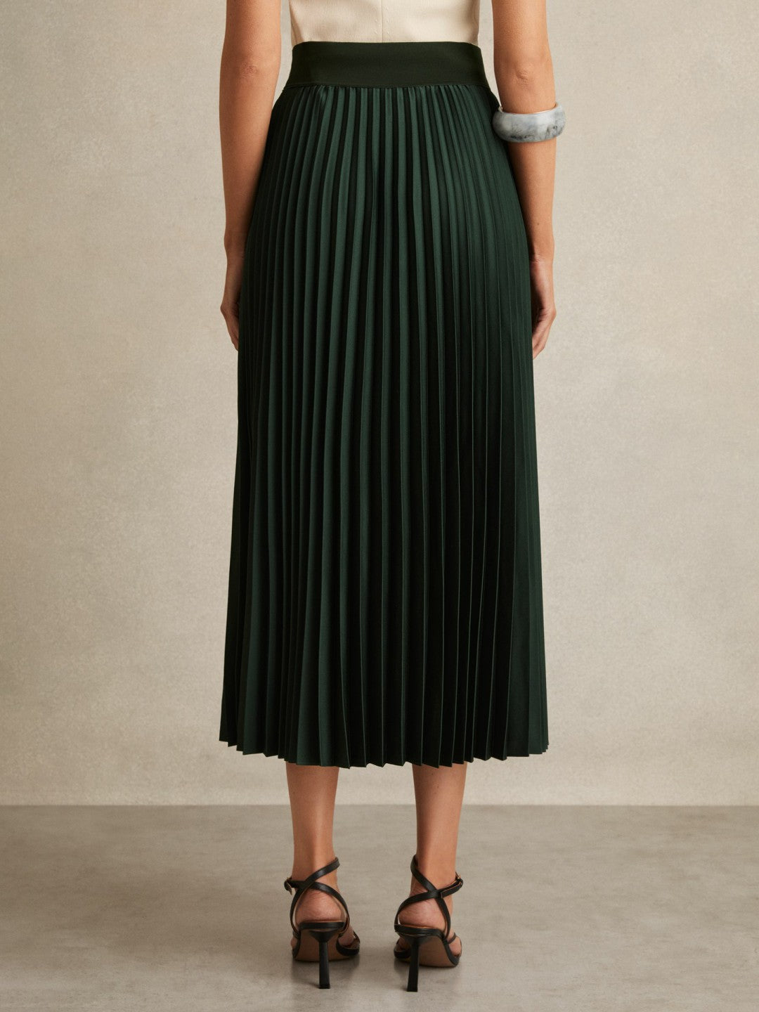 Pleated Midi Skirt Dark Green | Women
