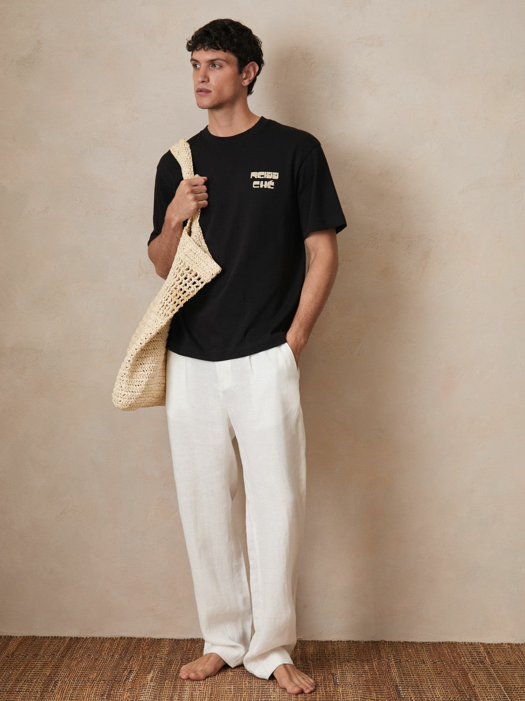 | Ché Cotton Palm-Print T-Shirt Black | Men