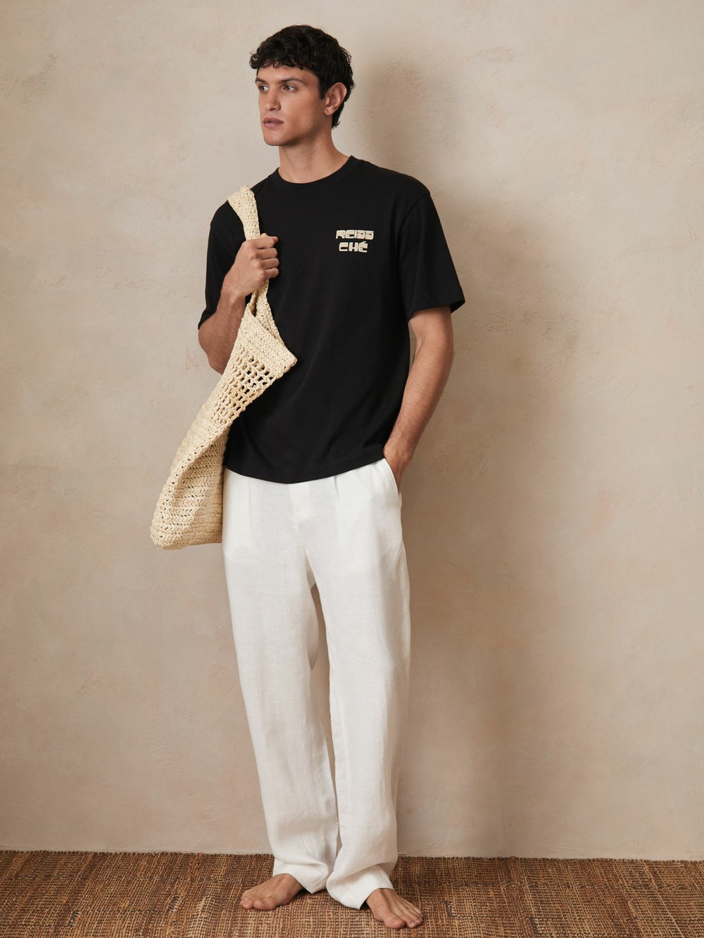 | Ché Cotton Palm-Print T-Shirt Black | Men