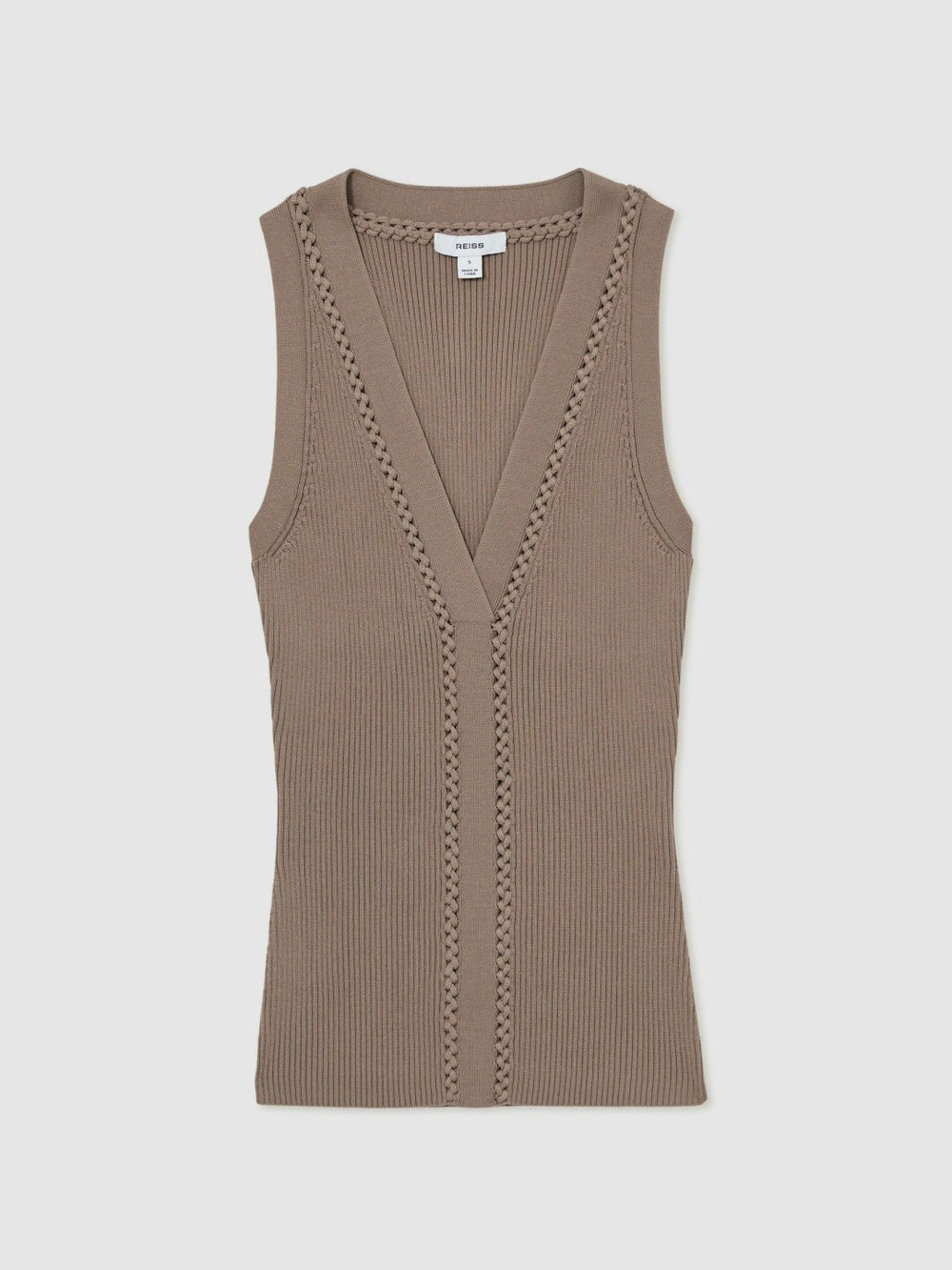 Craft-Stitch Rib-Knit Vest Mink | Women
