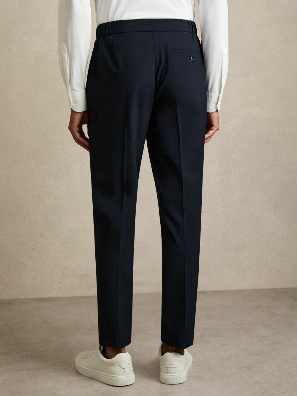 Slim-Fit Internal-Drawstring Trousers Navy | Men