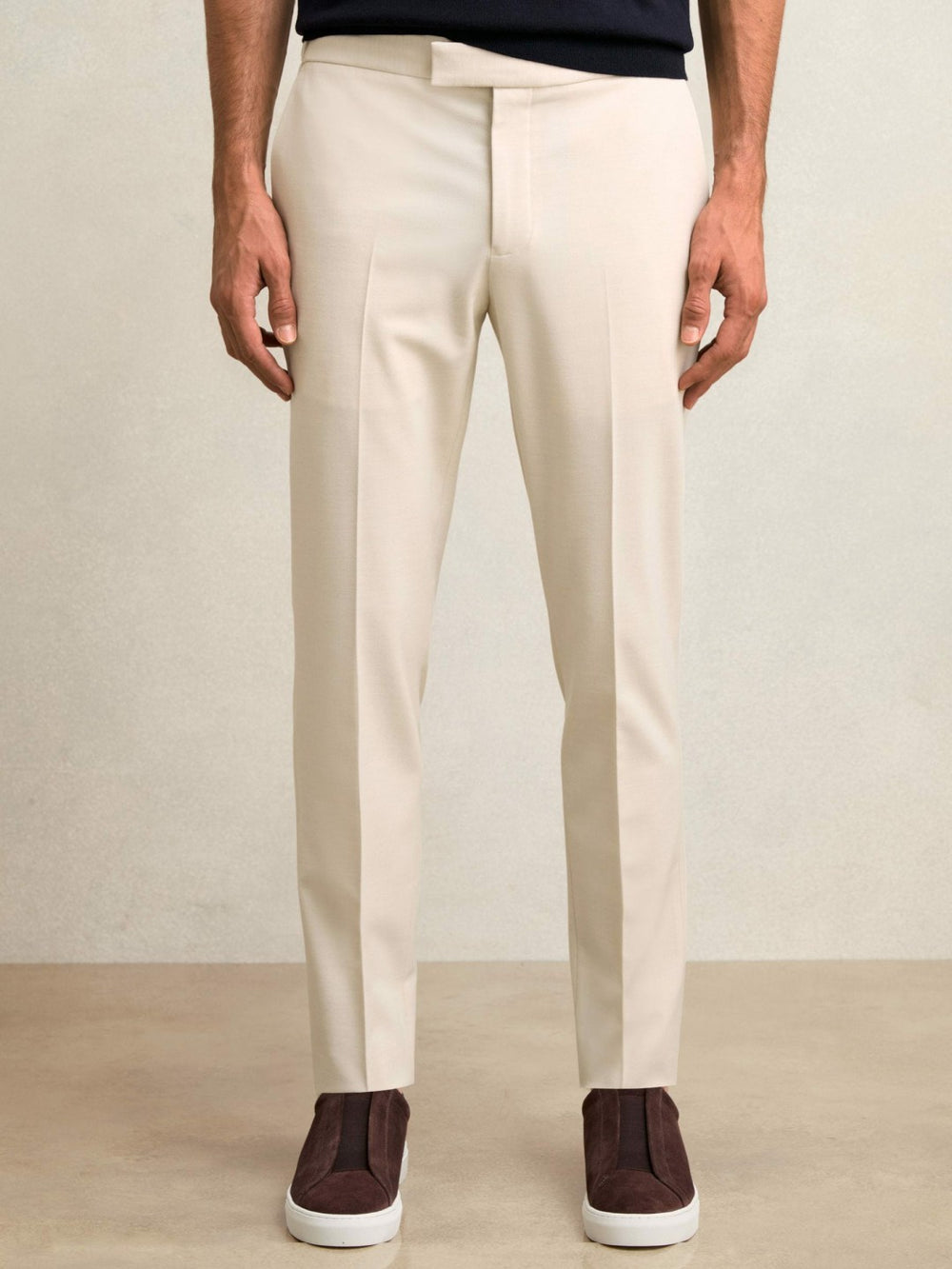 Slim-Fit Internal-Drawstring Trousers Stone | Men
