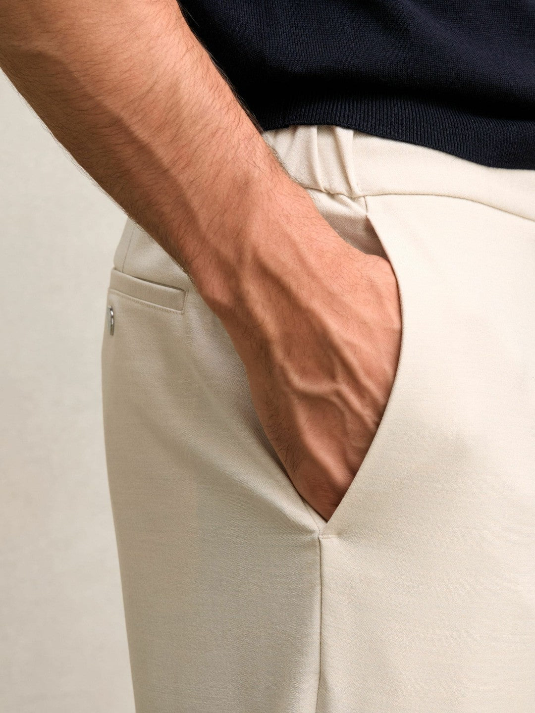Slim-Fit Internal-Drawstring Trousers Stone | Men