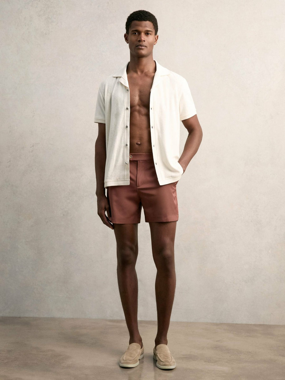 Cotton Blend Towelling Shirt White | Men