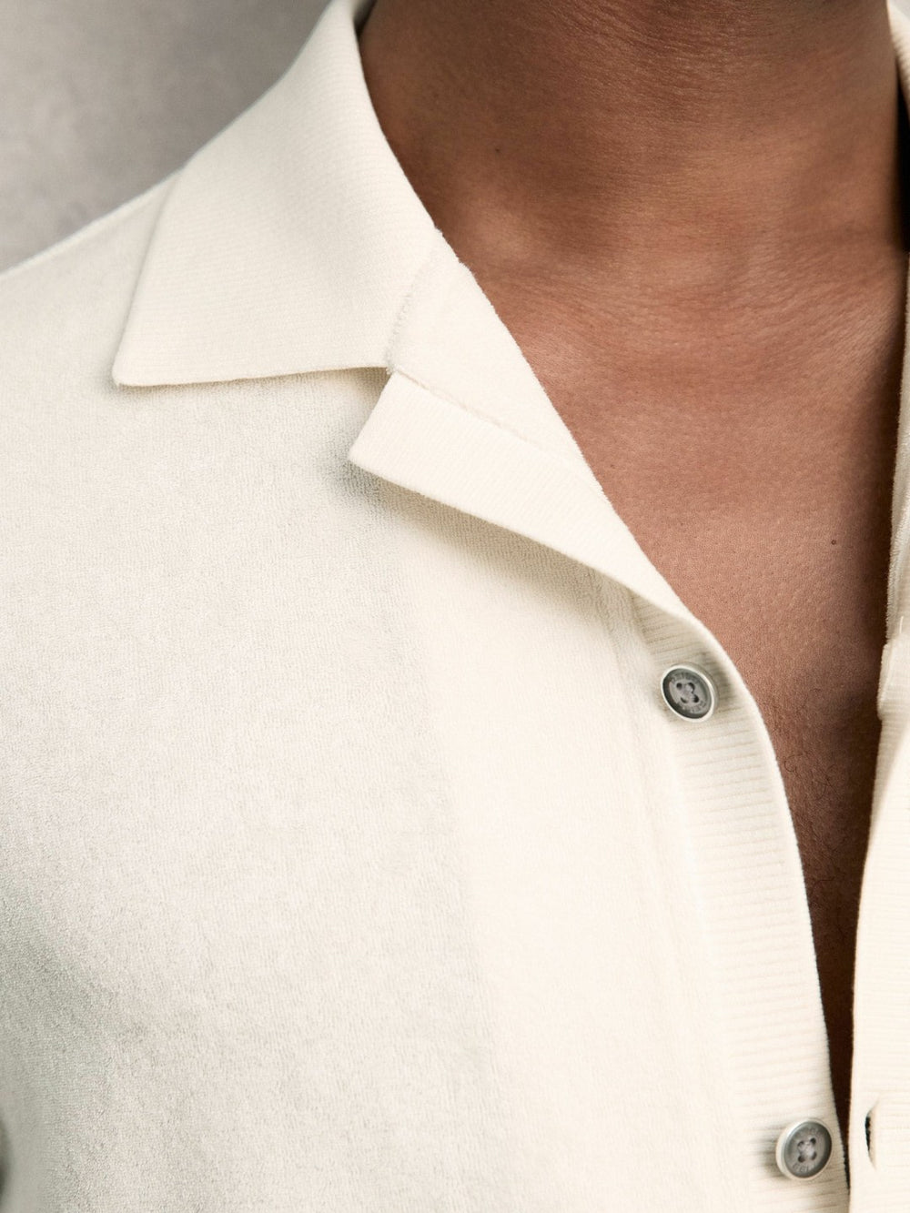 Cotton Blend Towelling Shirt White | Men