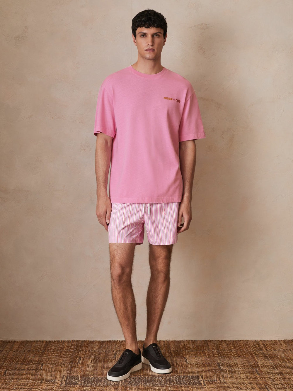 | Ché Cotton-Linen Sunset T-Shirt Pink | Men