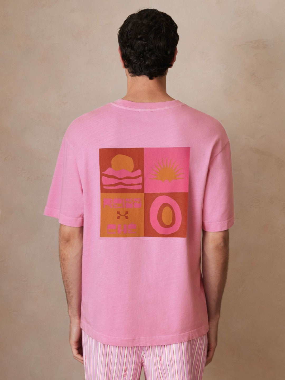 | Ché Cotton-Linen Sunset T-Shirt Pink | Men