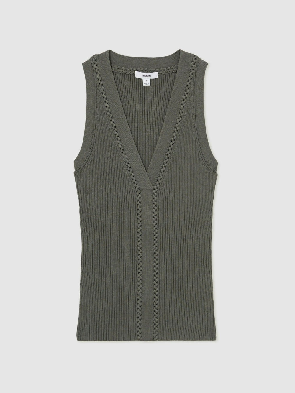 Craft-Stitch Rib-Knit Vest Khaki Green | Women