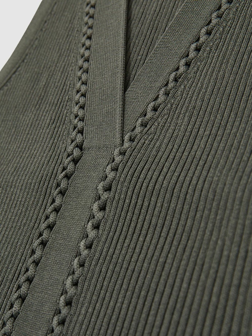 Craft-Stitch Rib-Knit Vest Khaki Green | Women