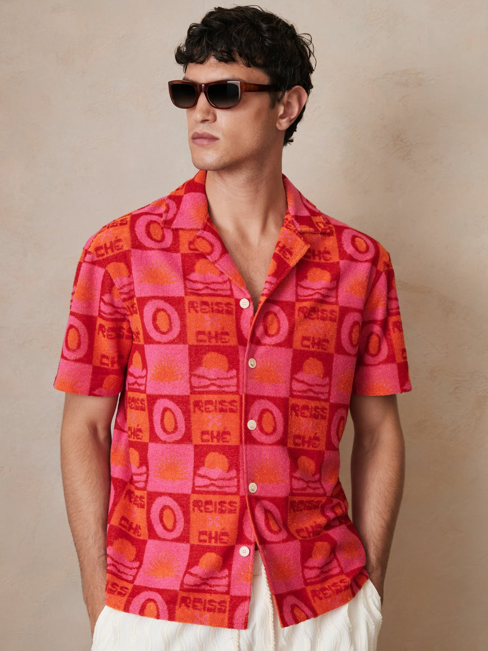 | Ché Sunset Towelling Shirt Pink | Men