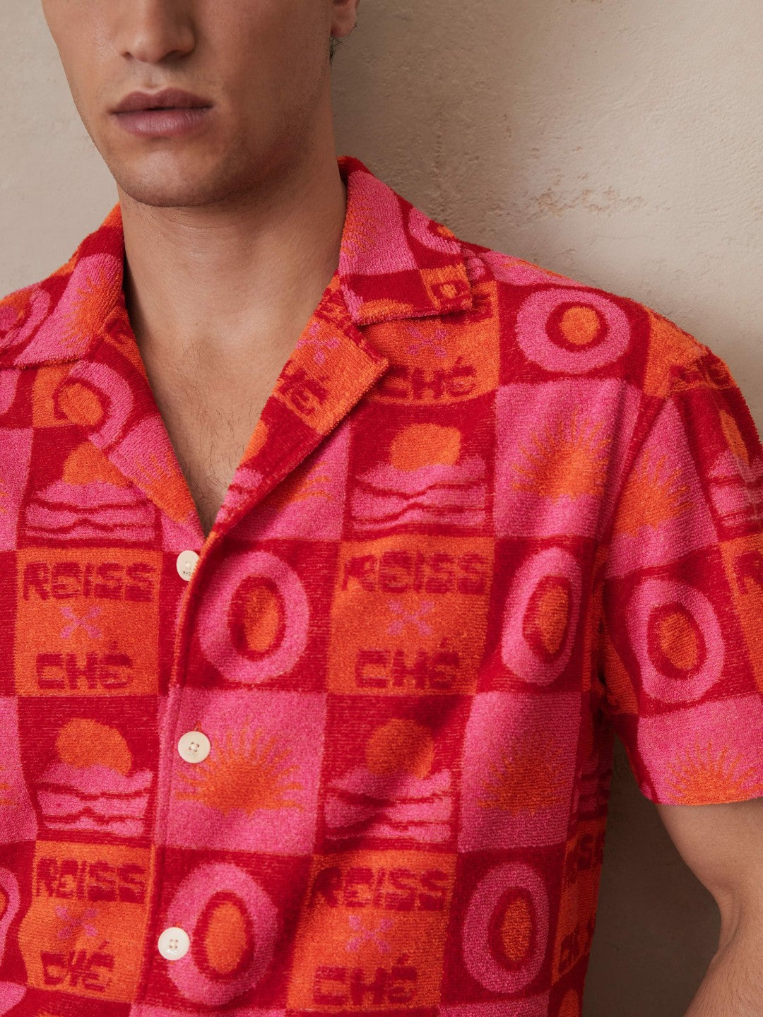 | Ché Sunset Towelling Shirt Pink | Men