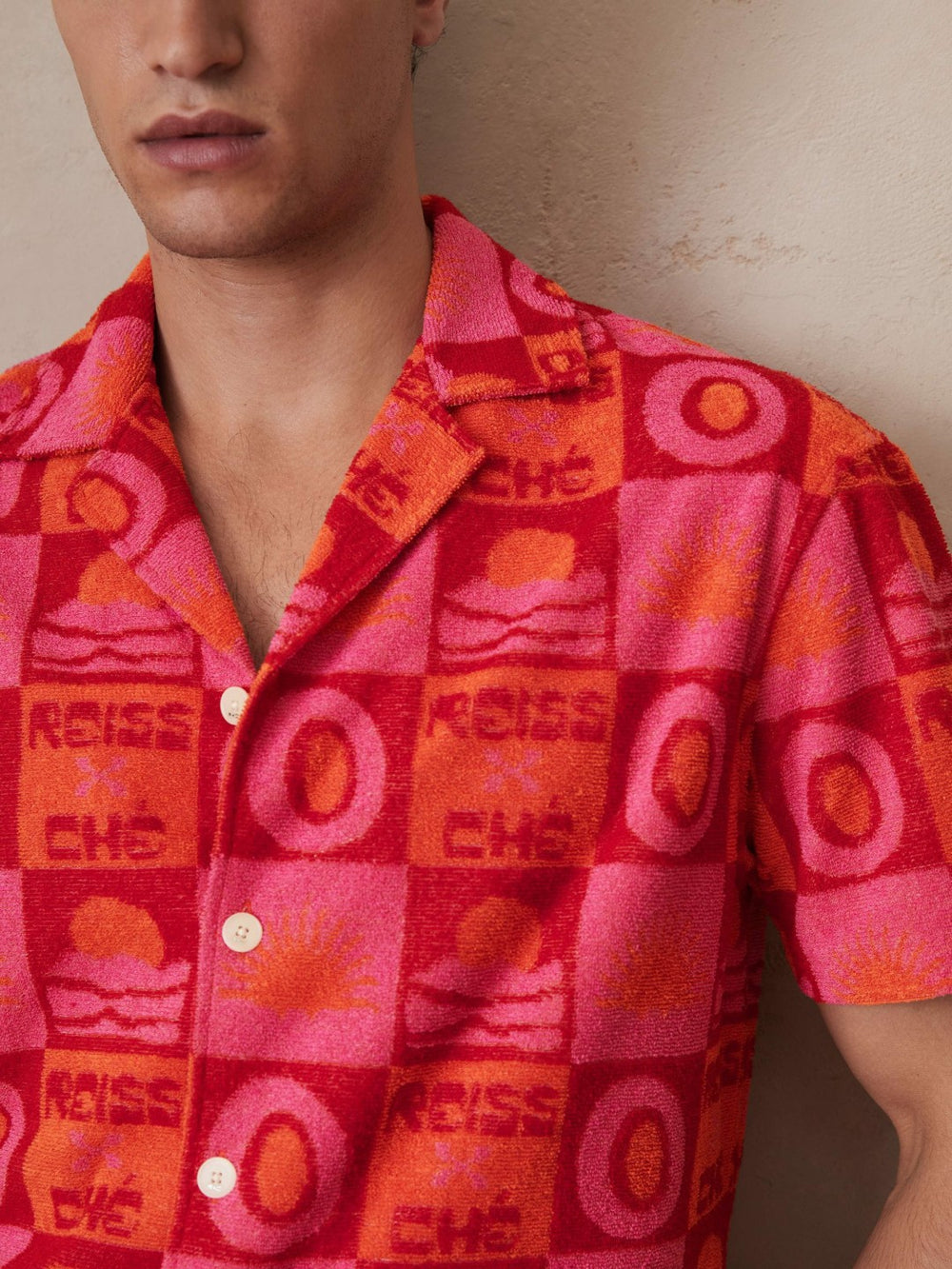 | Ché Sunset Towelling Shirt Pink | Men