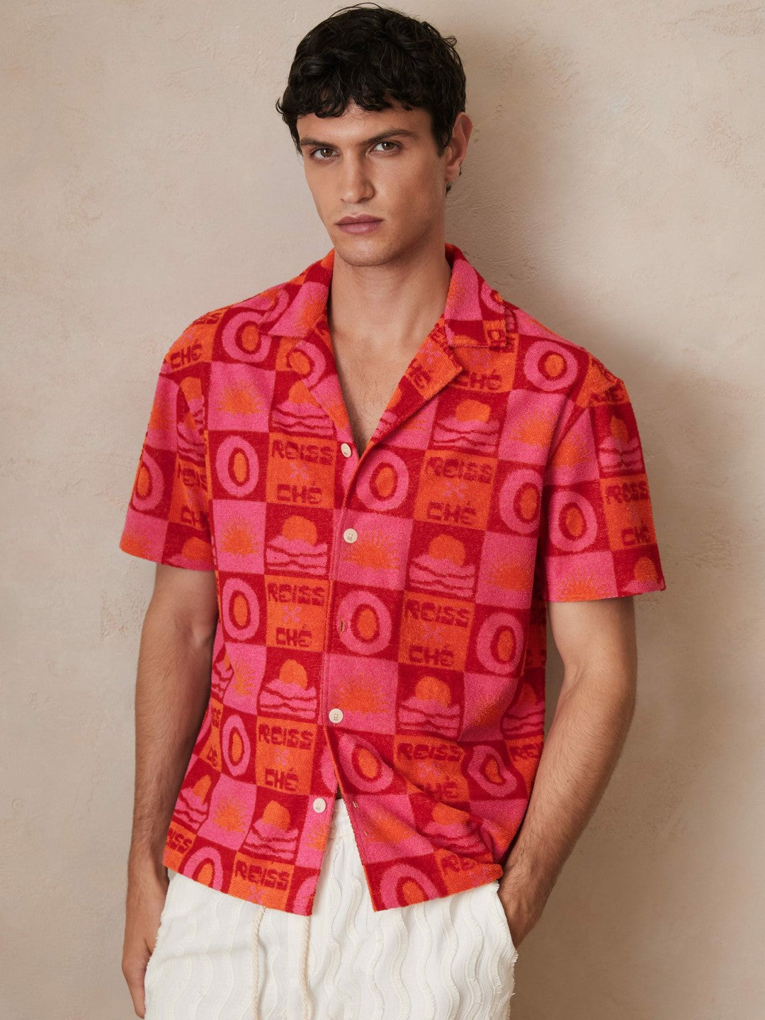 | Ché Sunset Towelling Shirt Pink | Men