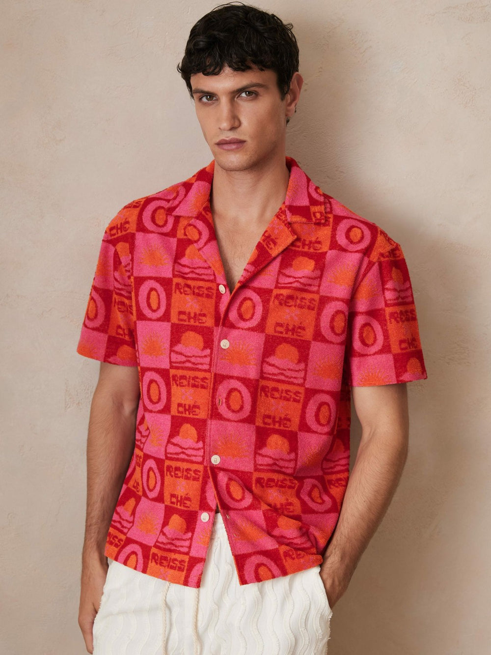 | Ché Sunset Towelling Shirt Pink | Men