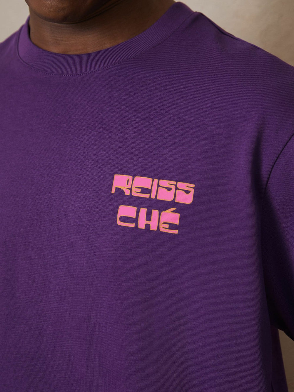 | Ché Cotton Palm-Print T-Shirt Purple | Men